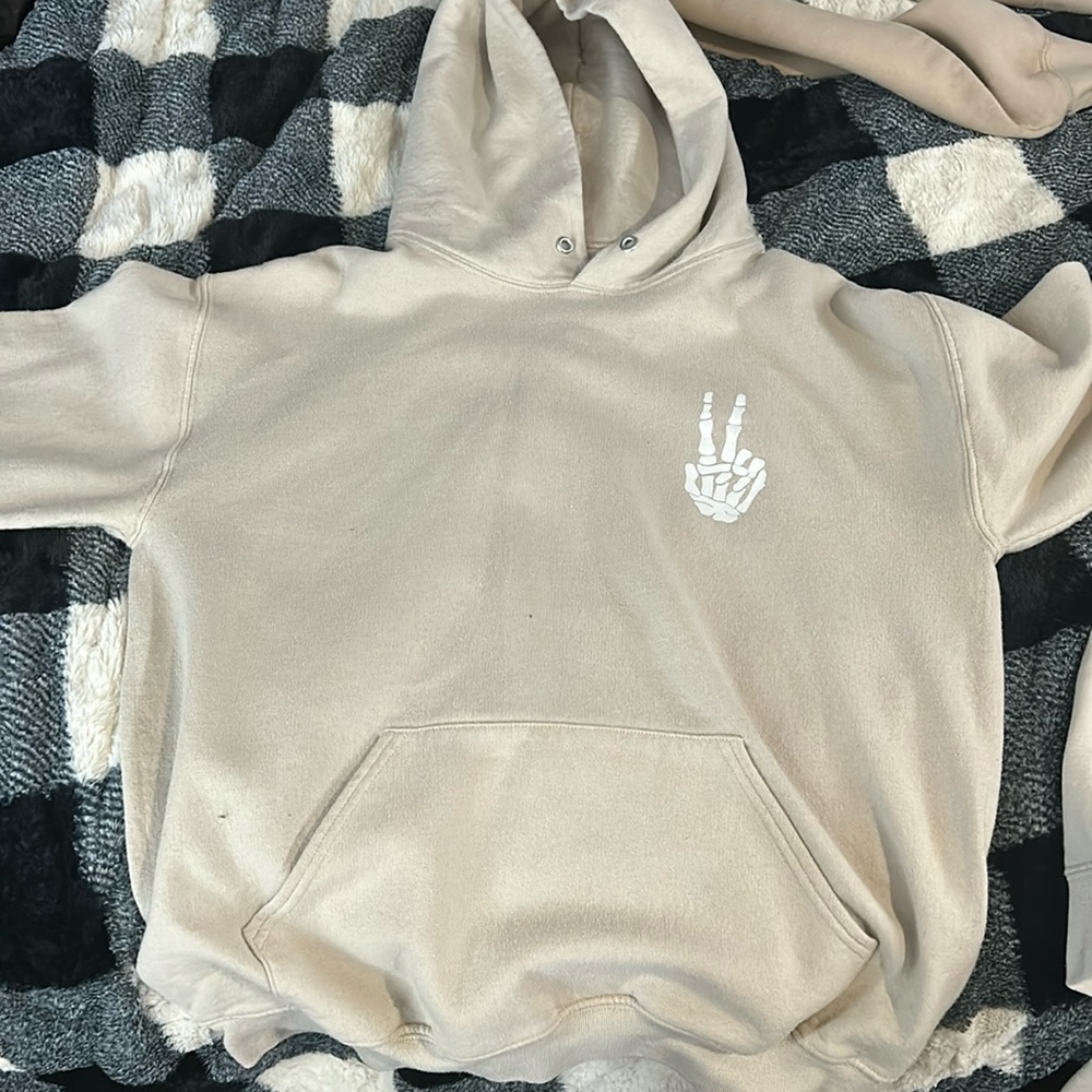 Artist union skeleton peace sign hoodie